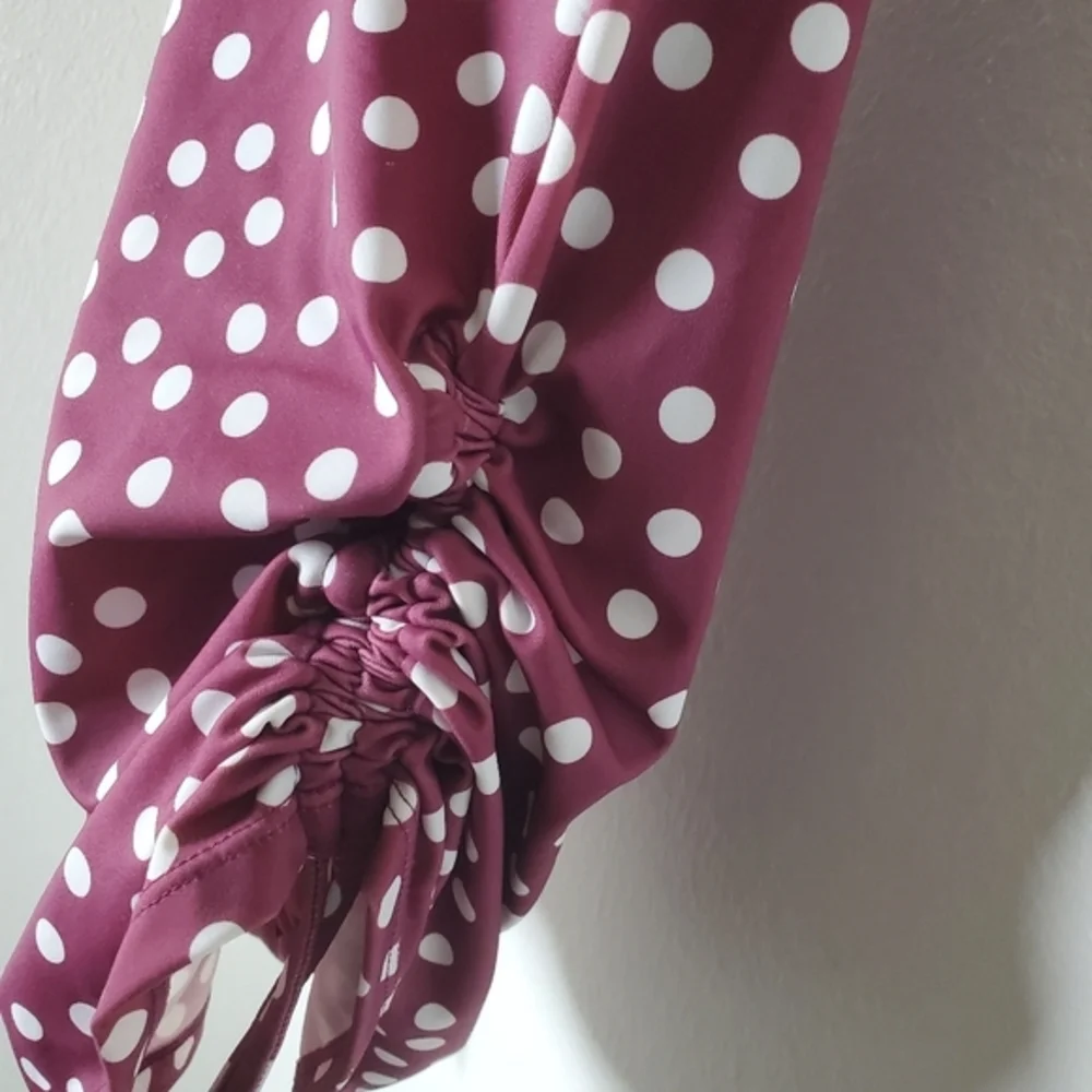 Swimsuits For All Women's Side Cinched Polka Dot Halter One‎ Piece Swimsuit